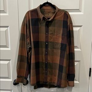 North River Men's Plaid Long Sleeve Button-Up Shirt - Brown and Black Sz XXL